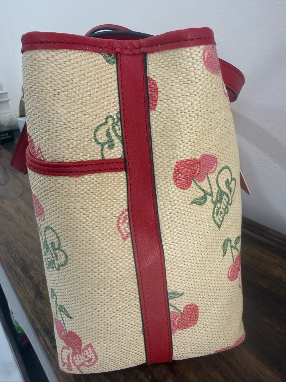 Juicy Couture Cherry Print Tote with Red Trim - Picture 3 of 6